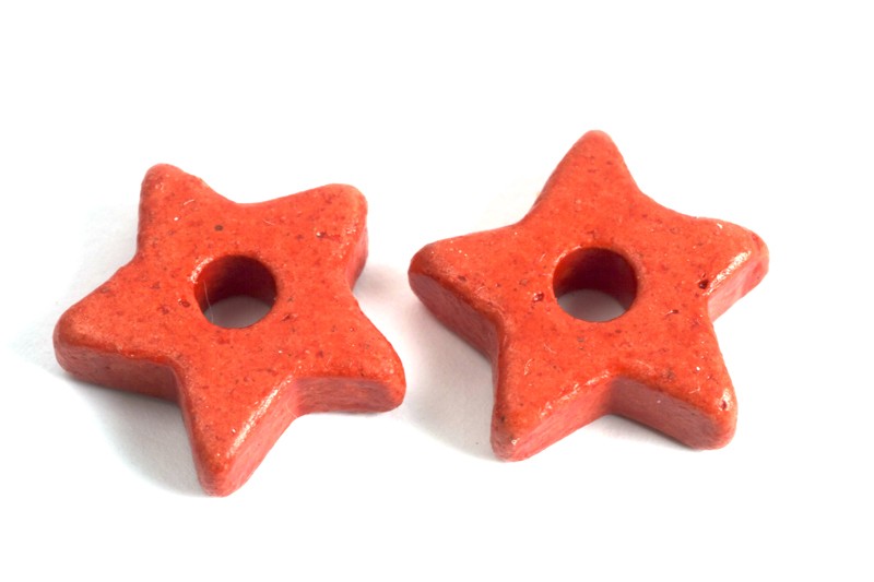 Keramikstjerne, tomatrød, ca. 9,5 mm, 10 stk.