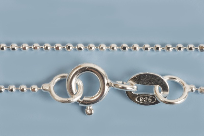Halskæde, kuglekæde, 45 cm x 1,2 mm, sølv 925s, 1 stk.