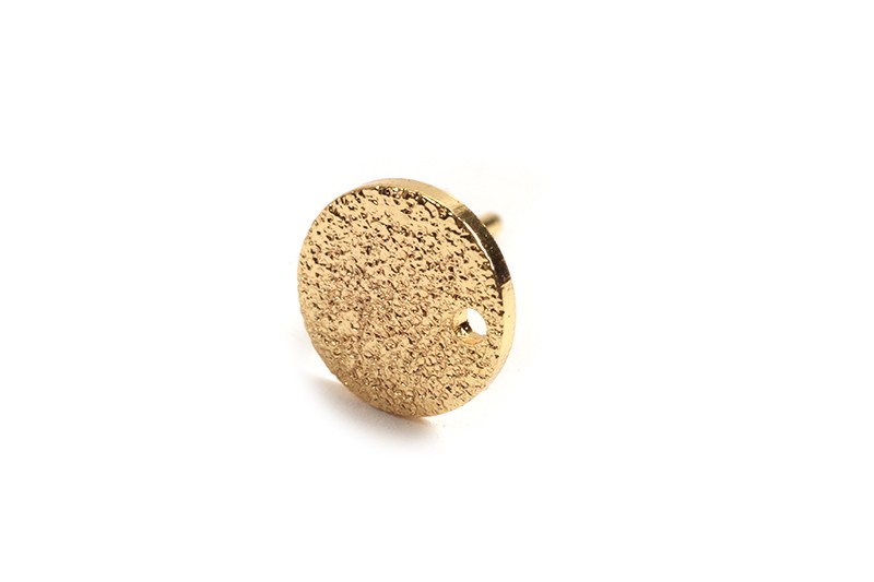 Ørestikker, børstet, rund plade med hul, 8 mm, FG rustfrit stål, 1 par