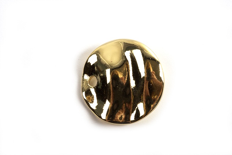 Mønt m/2 huller, 12x1 mm, forgyldt, 2 stk.
