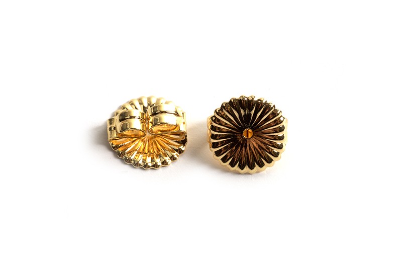 Bagstopper til ørestikker, forgyldt med 18K guld, ca. 9,5x4,5 mm, 2 stk.