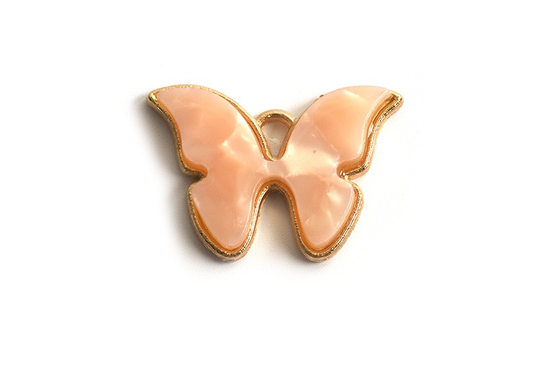 Sommerfugl m/emalje, rosa, ca. 15x33x3 mm, FG, 1 stk.