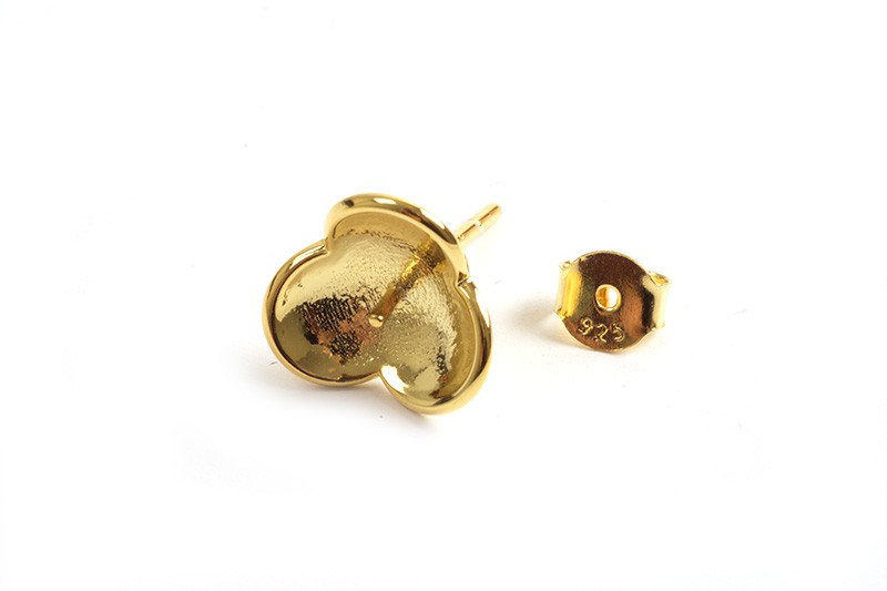 Ørestikker m/blomsterperleskål, 10,5x18 mm, FG 925s, 1 par