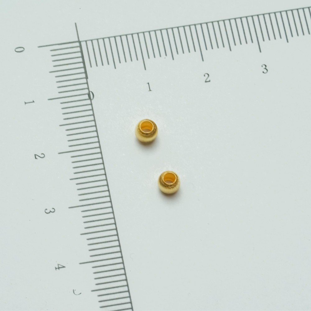 Mellemperle 4mm runde perler med børstet overflade,Sølvbelagt, 18kt guldbelagte ,5 stk