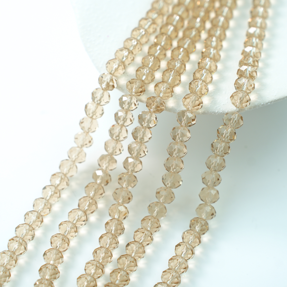 Zirkon,Diamantslebet Rund, 10*7.5mm/49cm，Hel Streng - Latte