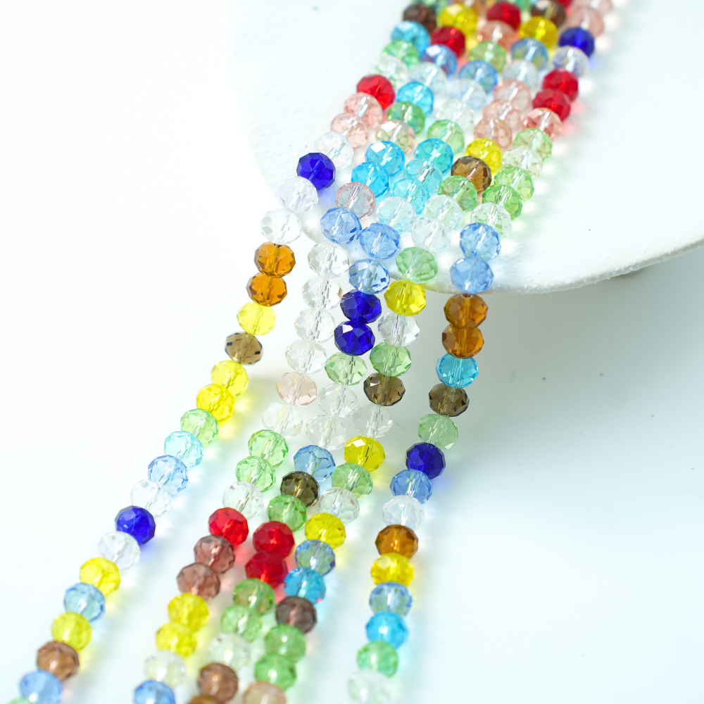 Zirkon,Diamantslebet Rund, 10*7.5mm/52cm，Hel Streng - Mix