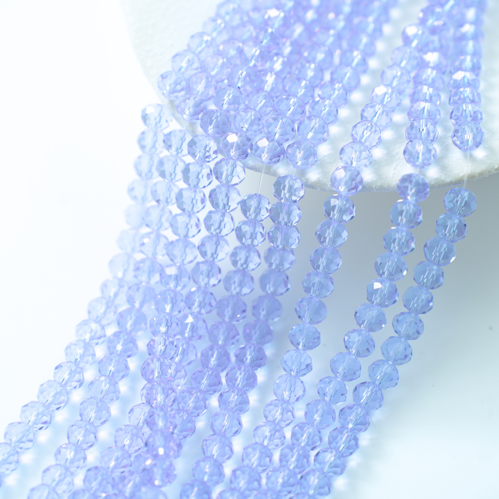 Zirkon,Diamantslebet Rund, 7.5*6.5mm/40cm，Hel Streng - lys lilla