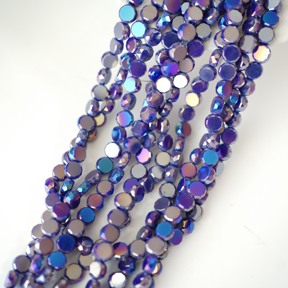 Zirkon,Facetslebne mønter, 8mm/54cm，Hel Streng - Navy