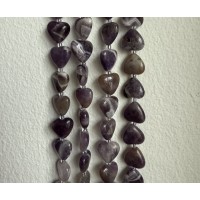Amethyst, hjerte, ca. 14x15 mm, 1 streng