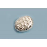 Perle, oval, hamret, ca. 17x15x7 mm, 925s, 1 stk.