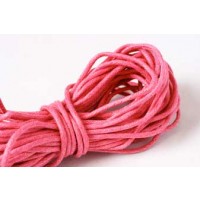 Bomuldssnøre, vokset, mørk pink, 2 mm, 10 meter