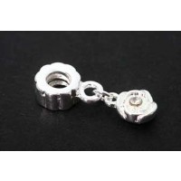 Mellemperle m/rose, FS, ca. 8x22 mm, 1 stk.
