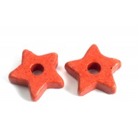 Keramikstjerne, tomatrød, ca. 9,5 mm, 10 stk.