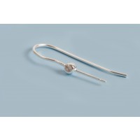 Ørekrog t/anboret m/rhinsten, 26x12 mm, 925s, 1 par