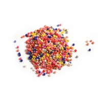 Seed beads, 12/0, ca. 2.5-3x1,5-2,5 mm, multicolour, ca. 15 gram