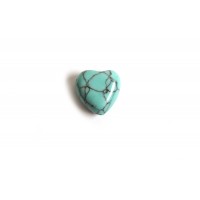 Turkis, hjerte, ca. 10x10x5 mm, 2 stk.