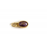 Vedhæng, glas, ca. 5x9x4 mm, forgyldt med 18K guld, lilla, 1 stk.