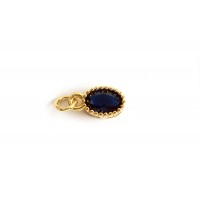 Vedhæng, glas, ca. 5x9x4 mm, forgyldt med 18K guld, blå, 1 stk.