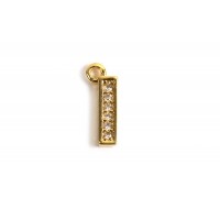 Bogstav m/zirkonia, I, 10x4 mm, forgyldt med 18K guld, 1 stk.