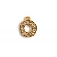 Bogstav m/zirkonia, O, 10x8 mm, forgyldt med 18K guld, 1 stk.