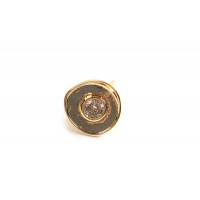Ørestikker, m/zirkonia og øje, hamret, ca. 11 mm, forgyldt med 18K guld, 2 stk.