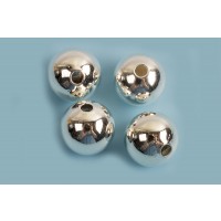 Perle, 8 mm, forsølvet med ægte sølv, ca. 4 stk.