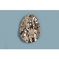Vedhæng, dråbeformet m/zirkonia, hamret, ca. 18x13 mm, platinium belagt, 2 stk.