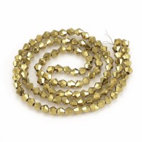 Bicones, guld metallic, 4 mm, 1 streng