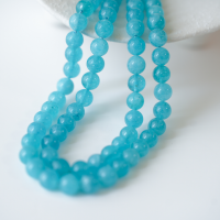 Blå Jade，8mm rund, Hel Streng