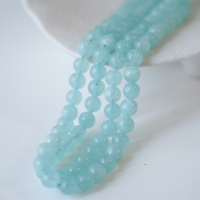 Chalcedony,8mm rund/37cm,hel streng - Lysegrøn