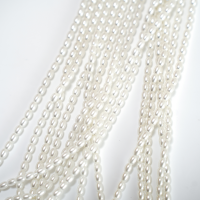Crystal pearl,3*4mm risformet/40cm, Hel Streng - Cream