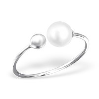 Double Pearl Fingerring Silver