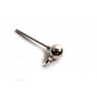Ørestikker m/perle og øsken, 6,5x4 mm, platiniumfarvet, 10 par.