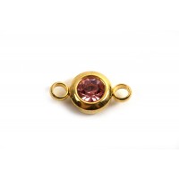 Vedhæng m/2 øjne, link, 12x6.5x4 mm, FG rustfrit stål, lyserød, 2 stk.