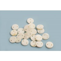 Shell pearls, mønt m/2 huller, ca.10x1,5 mm, hvid, 25 stk.