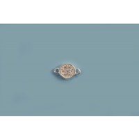 Vedhæng, link, mønt med klare rhinsten, ca. 8x4,5 mm, 925s, 1 stk.