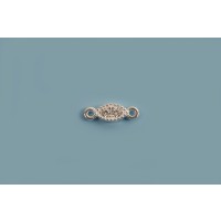Vedhæng, link, oval med klare rhinsten, ca. 6x3,2 mm, 925s, 1 stk.