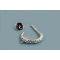 Hoops m/klare rhinsten og 1 øje, 12 mm, 925s,1 par