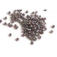 Seed beads, ca. 3 mm, grå med shine, ca. 15 gram