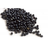 Seed beads, ca. 3 mm, sort med shine, ca. 15 gram