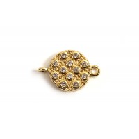 Link, mønt med zirkonia, 17x12x3 mm, FG, 1 stk.