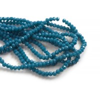 Glasperle, rondel, facet, turkisblå, 3x2 mm, 1 streng