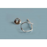 Ørestikker m/banket ring, 8x9 mm, 925s, 1 par