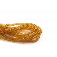 Glasperle, rondel, facet, honninggul, 3x2 mm, 1 streng