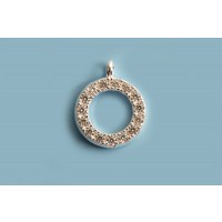 Vedhæng, ring m/zirkonia og øje, ca. 8x10 mm, 925s, 1 stk.