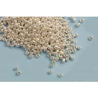 Seed beads, 12/0, 2x2 mm, sølvfarvede, ca. 15 gram