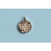 Vedhæng, mønt m/zirkonia, ca. 14x11x1,5 mm, FS, 1 stk.