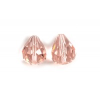 Glasperle, dråbe, facet, 10x12 mm, ferskenfarvet, 2 stk.