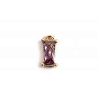 Vedhæng, m/lilla facetteret glas, ca. 8x4x5 mm, FG, 2 stk.