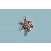 Vedhæng, palme m/farvede zirkonia, ca. 18x14x2 mm, FS, 1 stk.